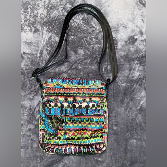 Sakroots Artist Circle Multicolor Utility Small Crossbody Purse Neon One World - Picture 4 of 12